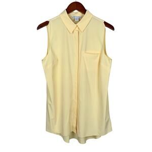 Athleta Urbanite II Tank Sleeveless Shirt Lunaria Yellow Button Front Women's M